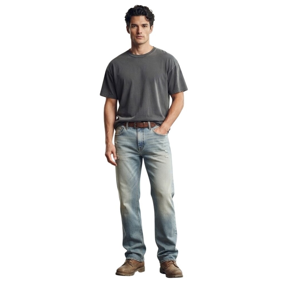 Roundtree & Yorke Relaxed Fit Jeans Men 36 Light Wash Grunge Vintage Distressed